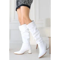 Pitay Bej Cilt Topuklu Çizme