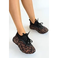 Rimay Kahverengi Cilt Boncuk İşlemeli Spor Ayakkabı