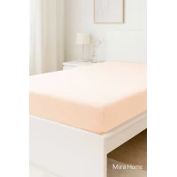 Tek Kişilik Düz Penye %100 Pamuklu Lastikli Çarşaf 100X200 Cm Newsheet Somon