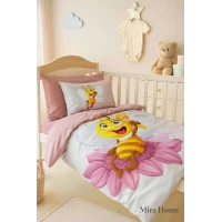 Yenidoğan Kız Bebek Nevresim Takımı %100 Pamuklu  Lady Bee