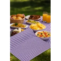 Zefir Desen Sofra Bezi Masa Örtüsü 170 x 170 Cm Lila