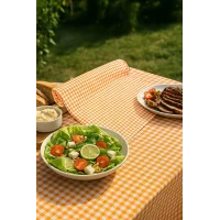 Zefir Desen Sofra Bezi Masa Örtüsü 170 x 170 Cm Turuncu