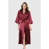 Arias Closet Bordo Uzun Saten Sabahlık