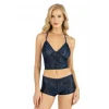 Arias Closet Lacivert Saten Şort Takımı 9222