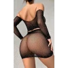 Arias Closet Siyah File Taşlı Fantezi Vücut Çorabı