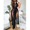 Arias Closet Siyah Uzun Derin Dekolteli Dantel Fantezi Gecelik