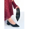 Ferla Siyah Cilt Topuklu Ayakkabı