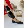 Koope Siyah Cilt Babet Ayakkabı