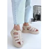 Toten Bej Cilt Kemerli Sandalet