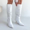 Zelya Beyaz Cilt Topuklu Çizme
