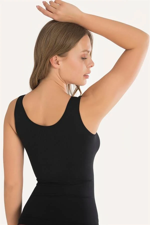 Arias Closet Geniş Askılı Siyah Ribana Atlet