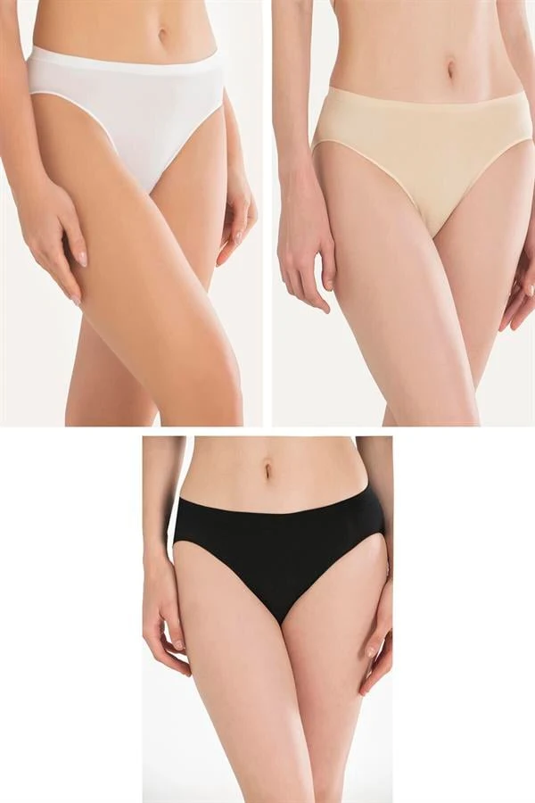 Arias Closet Pamuklu Siyah Beyaz Ten Rengi 3lü Külot