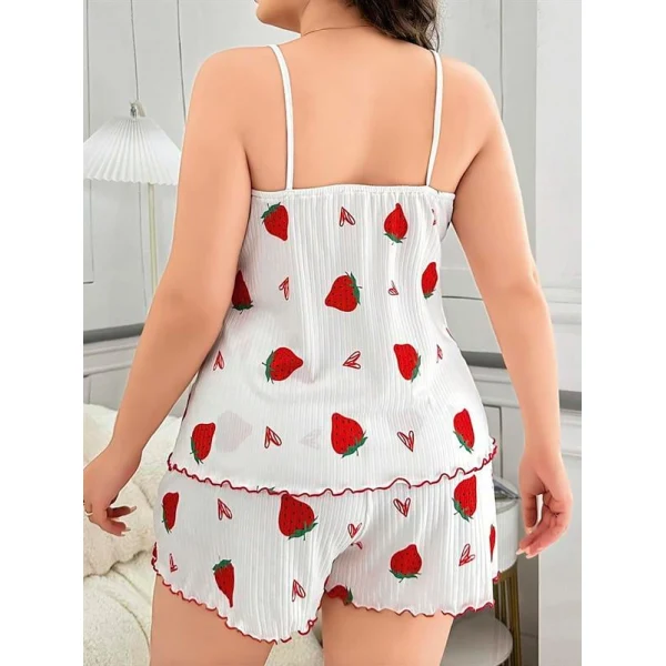 Arias Closet Büyük Beden Çilek Desen Pamuklu Şortlu Pijama Takımı