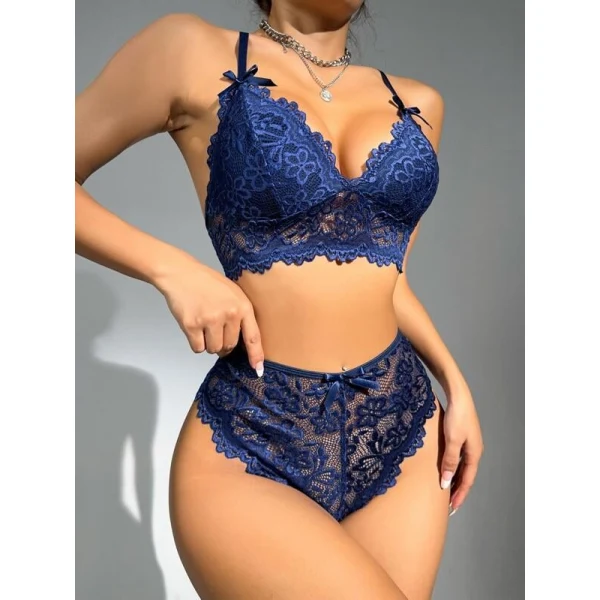 Arias Closet Lacivert Dantelli Fantezi Bralet Sütyen Takımı