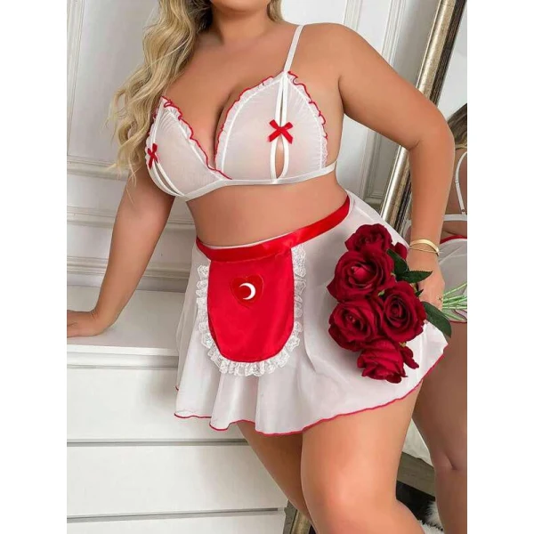 Arias Closet Özel Tasarım Büyük Beden Fantezi Hemşire Kostümü