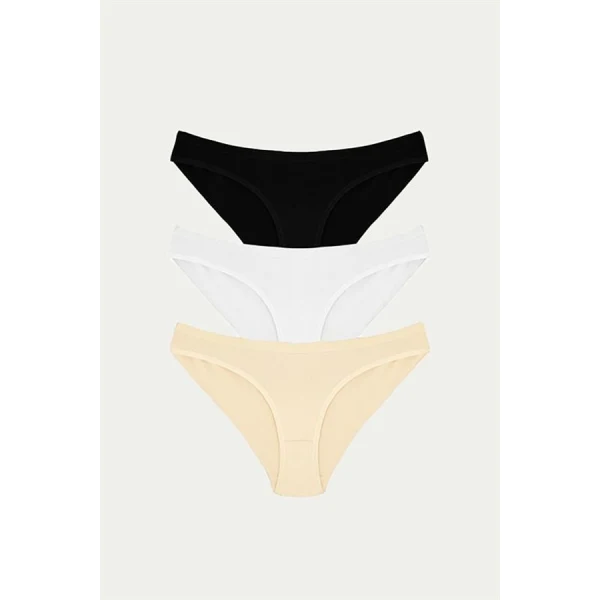 Arias Closet Pamuklu Siyah Beyaz Ten Rengi 3lü Külot