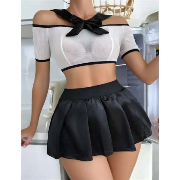 Arias Closet Transparan Mini Etekli Kurdela Detaylı Fantezi Kostüm