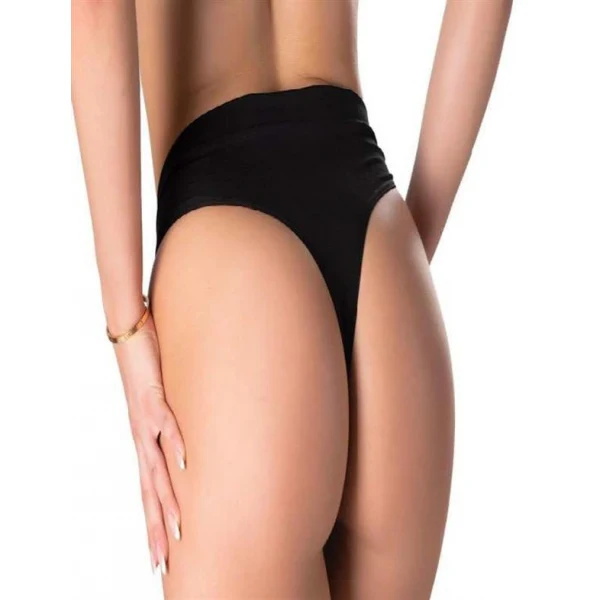 Arias Closet V Metal Aksesuarlı Fantezi Siyah String Tanga