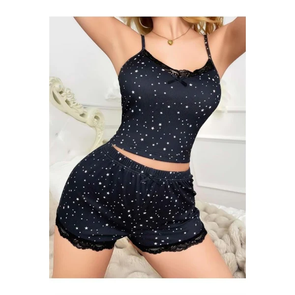 Arias Closet Yıldız Desenli Askılı Şortlu Pijama Takımı
