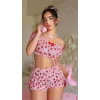 Arias Closet Pembe Çilek Desenli Şortlu Fantezi Sütyen Takımı