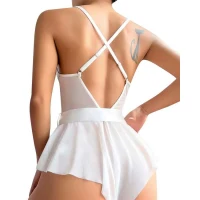 Arias Closet Beyaz Dantel İşlemeli Kurdelalı Fantezi Tül Babydoll