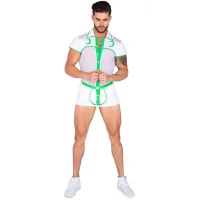 Arias Closet Beyaz Yeşil Şeritli Fantezi Erkek Kostüm