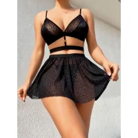 Arias Closet Desenli Mini Etekli Sütyen Takımı