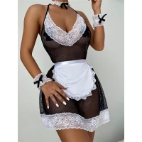 Arias Closet File Göğüs Bölgesi Dantel Mini Fantazi Hizmetçi Kostümü