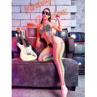 Arias Closet Gökkuşağı Desenli Fileli Fantezi Vücut Çorabı