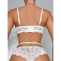 Arias Closet Kalp Aksesuarlı Dantelli Fantezi Beyaz Jartiyer Takım