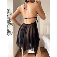 Arias Closet Kelebek Görünümlü Fantezi Tül Siyah Gecelik