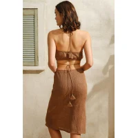 Arias Closet Kısa Kol V Yaka Kadın Çiçek Desenli Yazlık Nakış Transparan Tül Detaylı Pijama Takımı