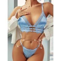 Arias Closet Mavi Zincir Detaylı Fantezi Sütyen Takımı