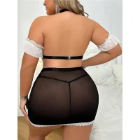 Arias Closet Özel Tasarım Büyük Beden Dantelli Fantezi Hizmetçi Kostümü