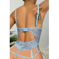 Arias Closet Özel Tasarım Dantelli Fantezi Mavi Jartiyer Takımı