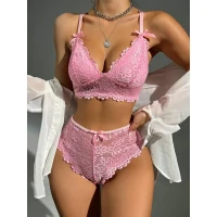 Arias Closet Pembe Dantelli Fantezi Bralet Sütyen Takımı
