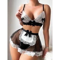 Arias Closet Siyah Tül Etekli Fantezi Hizmetçi Kostümü