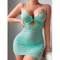 Arias Closet Yeşil Göğüs Dekolteli Transparan Fantezi Tül Gecelik