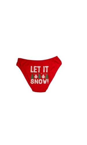Arias Closet Kırmızı Yılbaşı Desenli Let İt Snow Pamuklu Külot