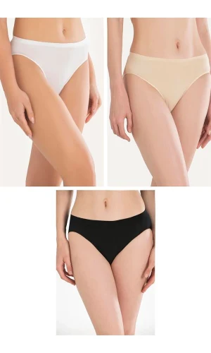 Arias Closet Pamuklu Siyah Beyaz Ten Rengi 3lü Külot