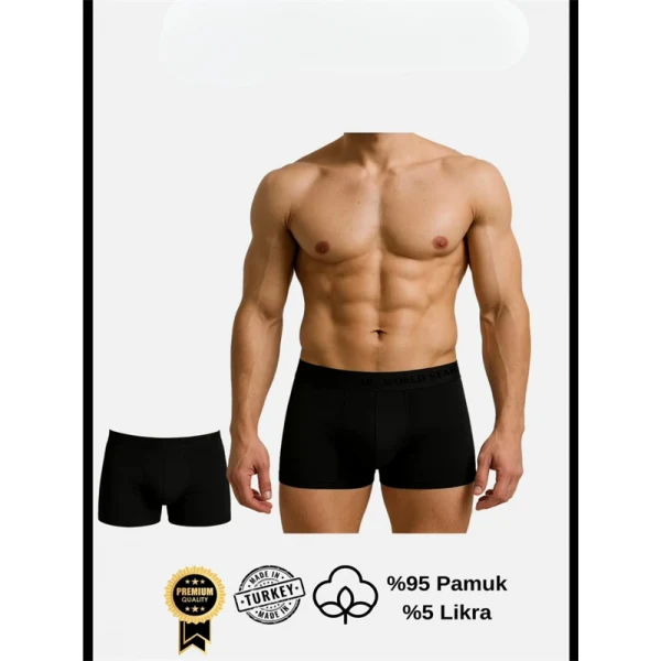 Arias Closet Pamuklu Düz Siyah Renk Erkek Boxer