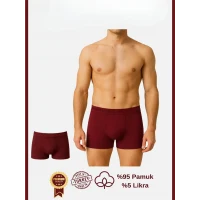 Arias Closet Pamuklu Düz Bordo Renk Erkek Boxer