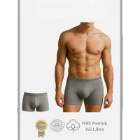 Arias Closet Pamuklu Düz Gri Renk Erkek Boxer