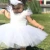 Kız Bebek Beyaz Güpür Ve Tüy Detaylı Kabarık Elbise
