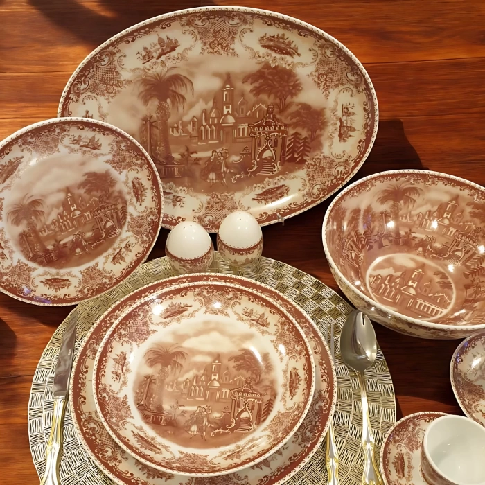 BAWARIA 6 Kişilik 28 Parça Vintage Manzara Desenli Yemek Takımı