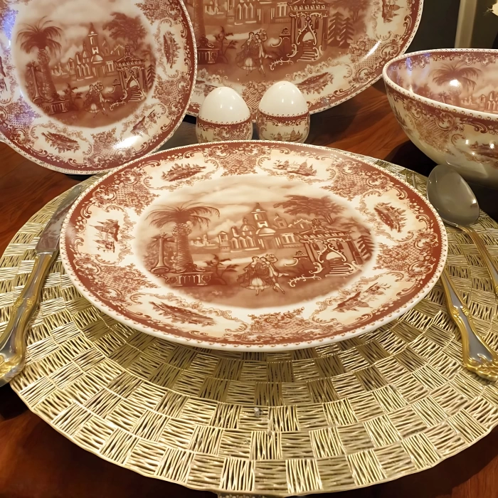 BAWARIA 6 Kişilik 28 Parça Vintage Manzara Desenli Yemek Takımı