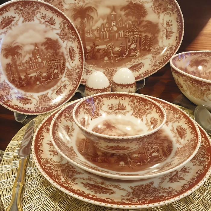 BAWARIA 6 Kişilik 28 Parça Vintage Manzara Desenli Yemek Takımı