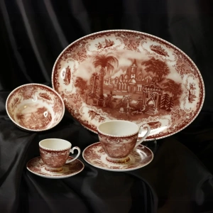 BAWARIA 6 Kişilik 28 Parça Vintage Manzara Desenli Yemek Takımı