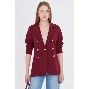 Kadın Bordo Düğmeli Ceket ARM-20K001151
