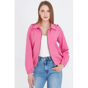 Kadın Fuşya Önü Fermuarlı Gabardin Mont ARM-22K001068